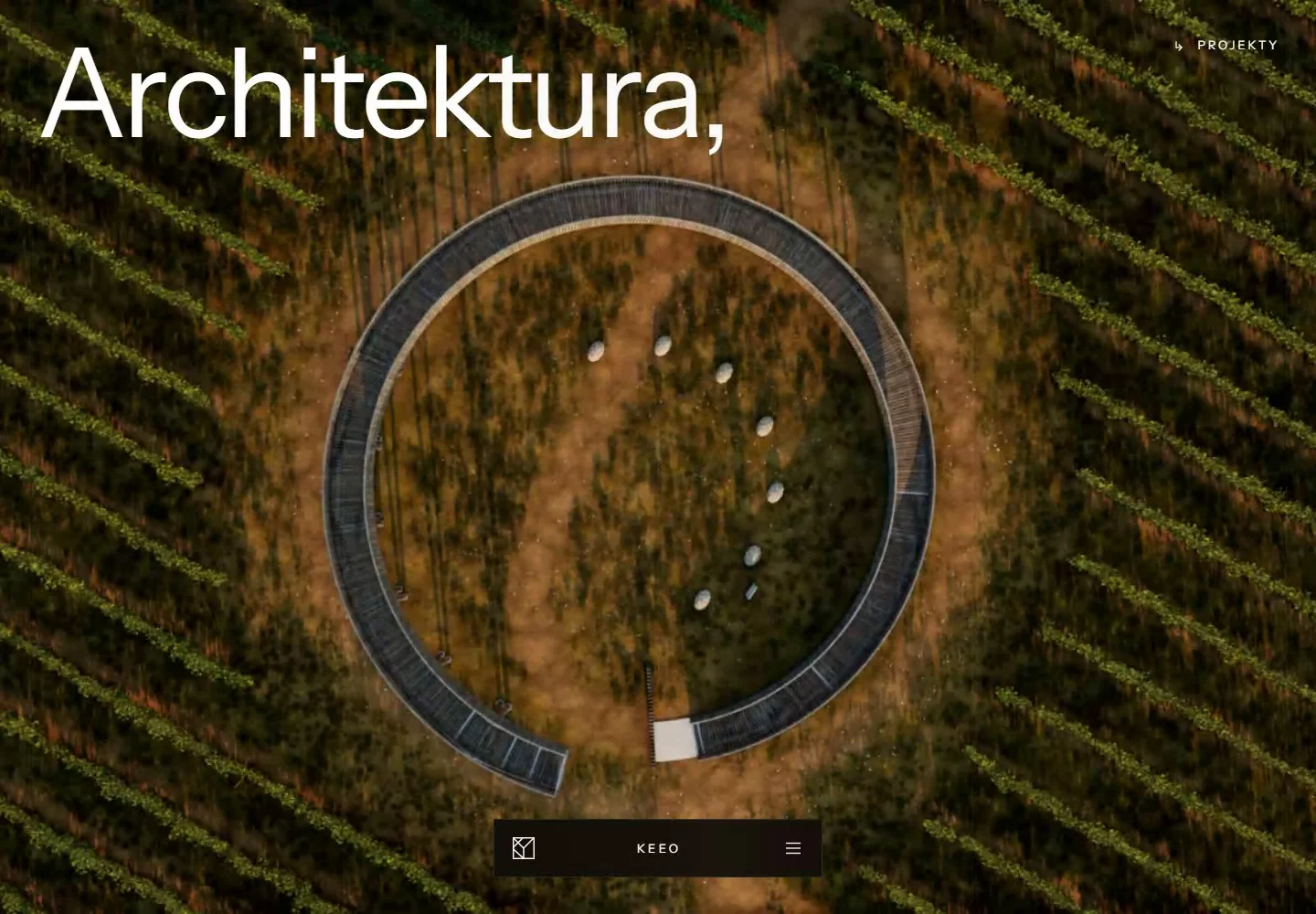 Záběr ze scroll sekvence staging webu KEEO