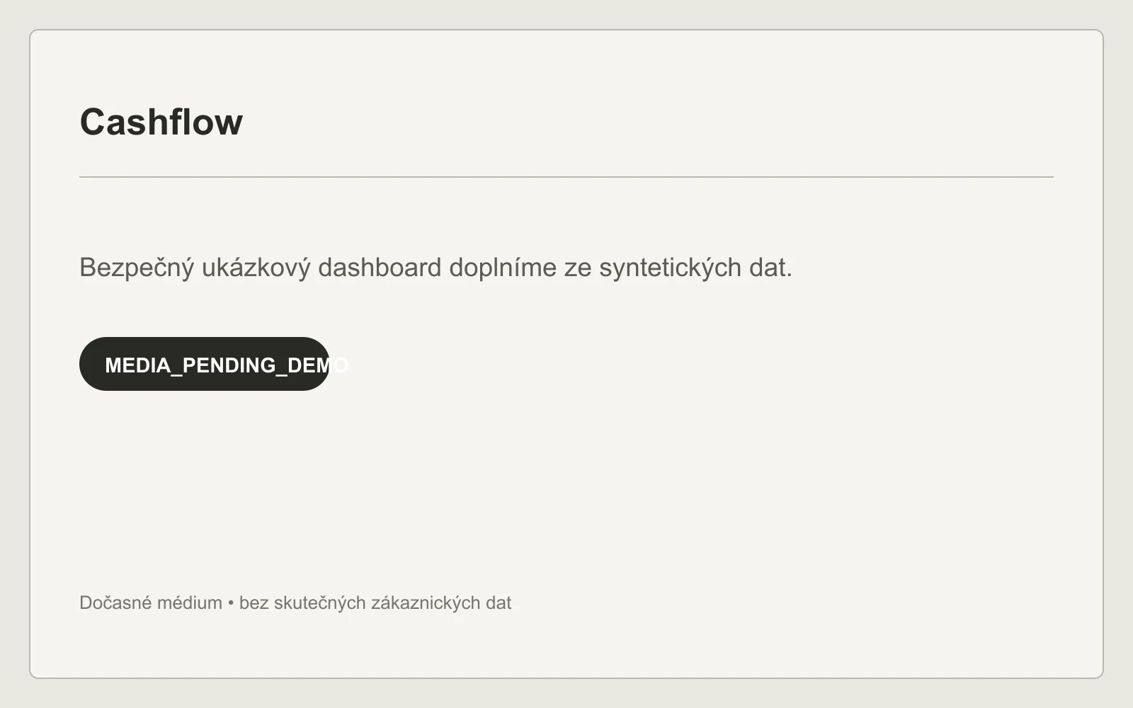 Cashflow – dočasný bezpečný demo placeholder